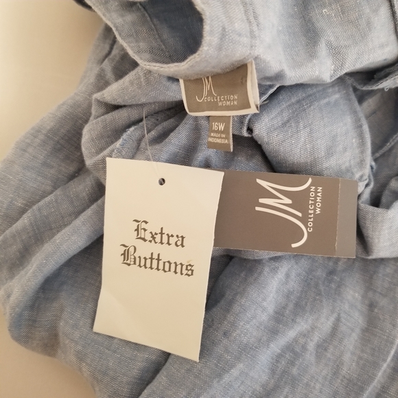 💋 JM collection size 16w blue button down top - Picture 3 of 7